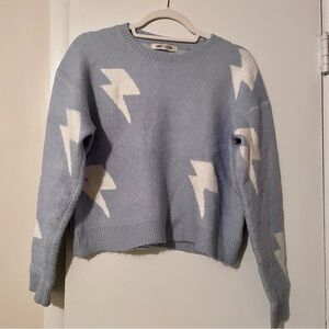 Sunday stevens Light Blue Lightning Pattern Sweater